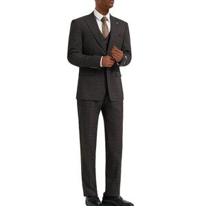 Blue Plaid Peak Lapel 3 Piece Stacy Adams Men's Suit